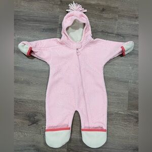 REI Fleece Snowsuit Bunting Pink Baby Floral 6 Months